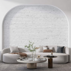 Tapet Personalizat Stone cu perete de caramida alba - WHITE RUSTIC BRICK