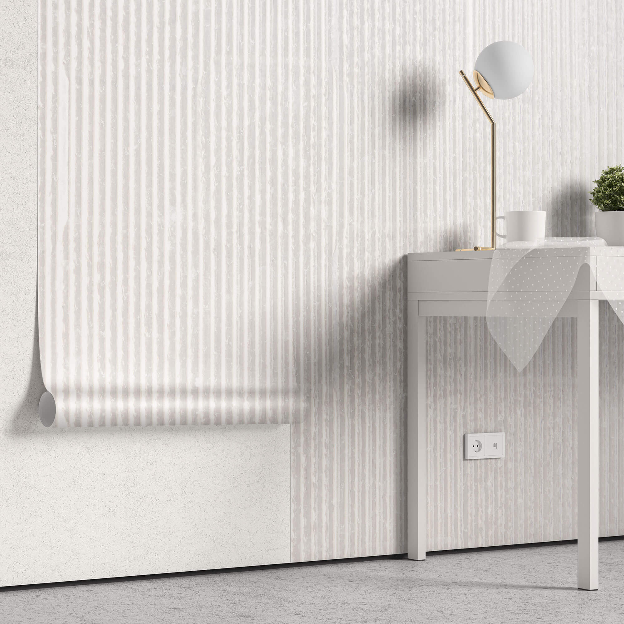 Tapet Personalizat Stone cu textura de plaster alb dispus vertical - VERTICAL WHITE PLASTER
