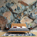 Tapet Personalizat Stone cu piatra naturala in nuante naturale de crem si gri - TRAVERTINE BLUES