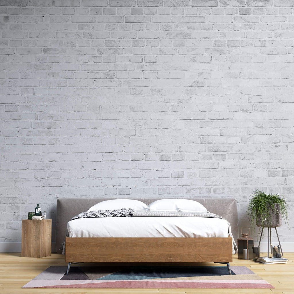 Tapet Personalizat Stone cu perete de caramida alba 1 - WHITE GREY BRICK
