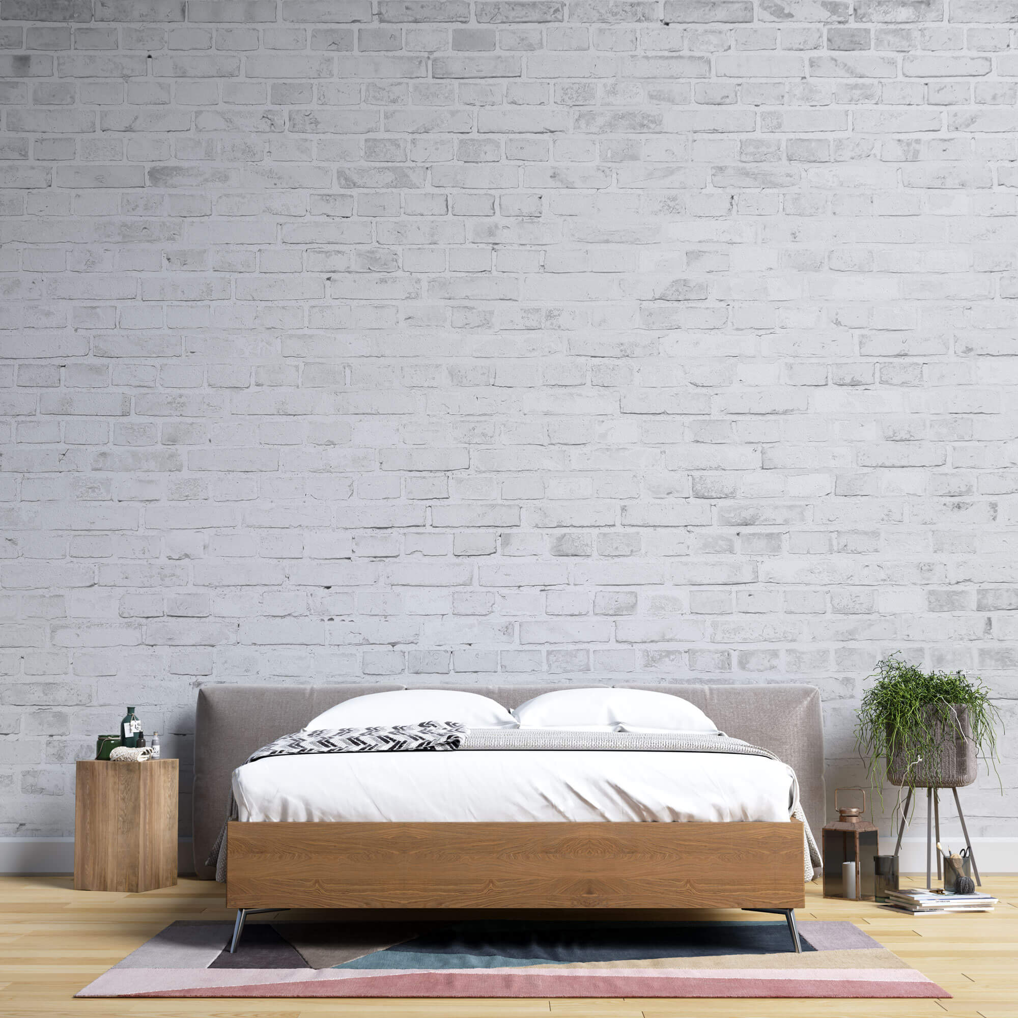 Tapet Personalizat Stone cu perete de caramida alba 1 - WHITE GREY BRICK