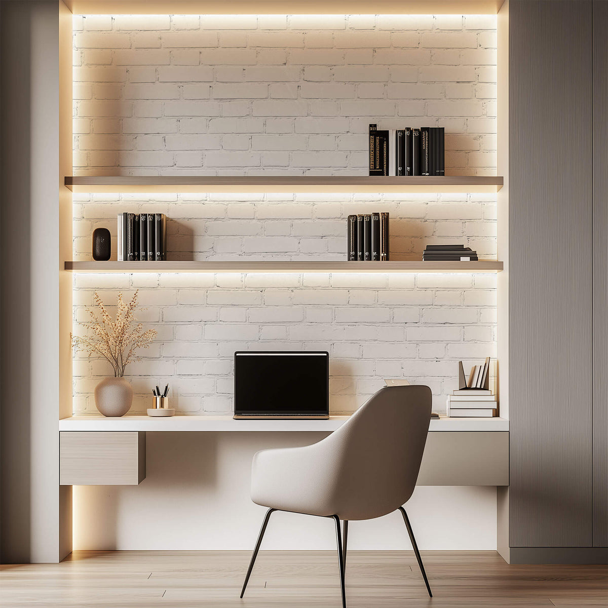 Tapet Personalizat Stone cu perete de caramida alba 2 - HIGHLIGHT WHITE BRICK I