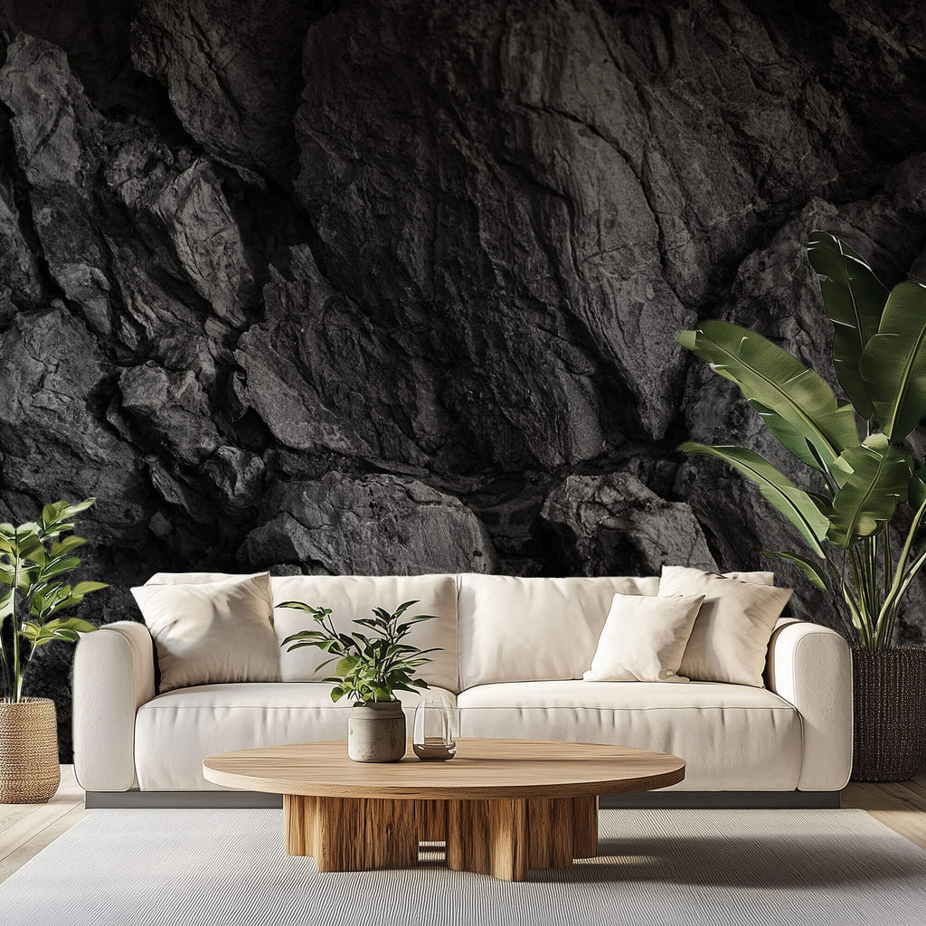 Tapet Personalizat Stone cu perete negru de stanca - CHARCOAL ROCK