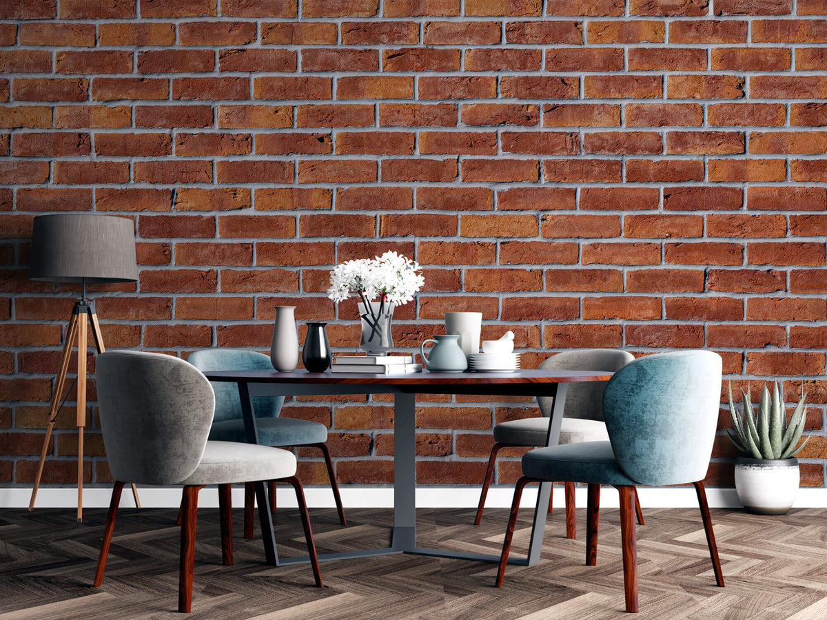 Tapet Personalizat Stone cu perete de caramida rosie - CEMENT RED BRICK