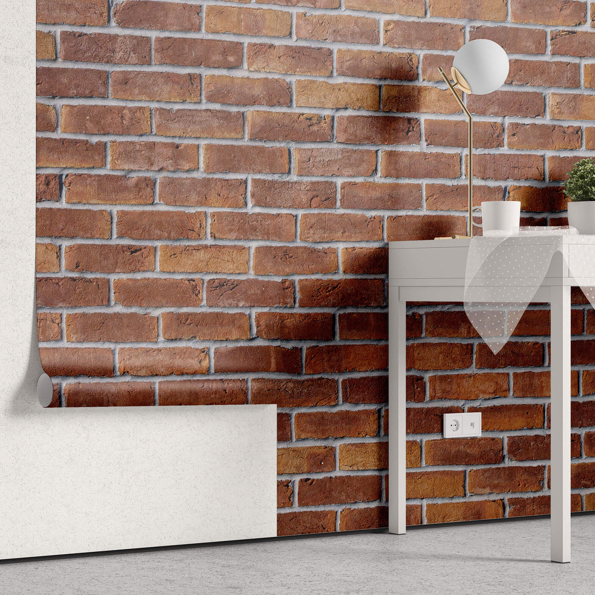 Tapet Personalizat Stone cu perete de caramida rosie - CEMENT RED BRICK
