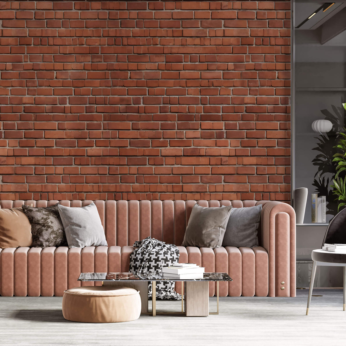 Tapet Personalizat Stone cu caramizi dispuse neuniform - UNEVEN RED BRICKS