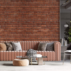 Tapet Personalizat Stone cu caramizi dispuse neuniform - UNEVEN RED BRICKS