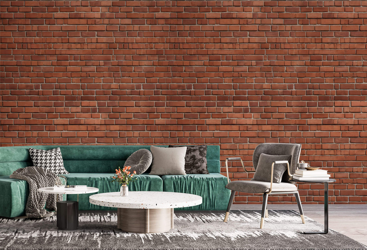 Tapet Personalizat Stone cu caramizi dispuse neuniform - UNEVEN RED BRICKS