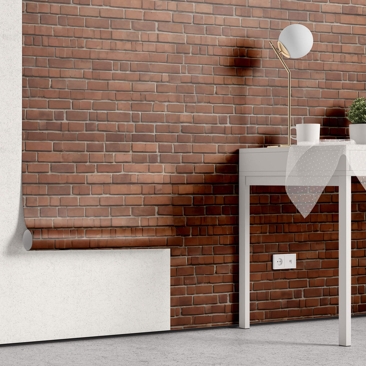 Tapet Personalizat Stone cu caramizi dispuse neuniform - UNEVEN RED BRICKS