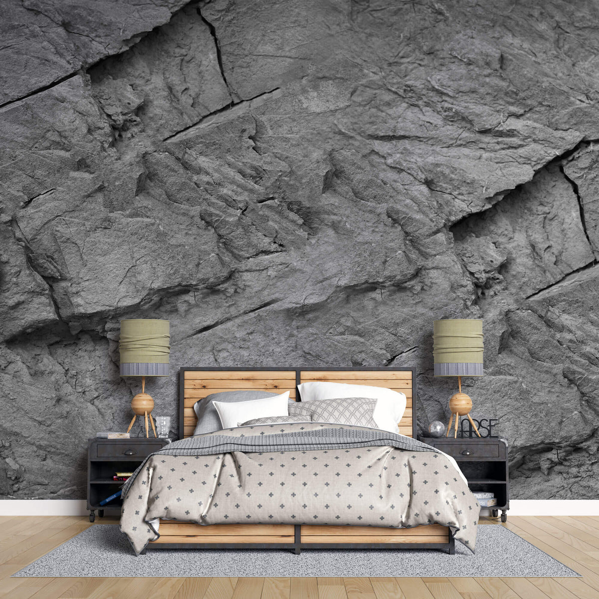 Tapet Personalizat Stone cu perete de stanca gri - LIGHT GREY STONE