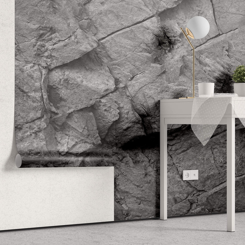 Tapet Personalizat Stone cu perete de stanca gri - LIGHT GREY STONE