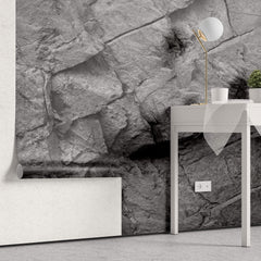 Tapet Personalizat Stone cu perete de stanca gri - LIGHT GREY STONE