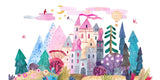 Tapet personalizat taramul printeselor pentru copii cu castel multicolor magic world