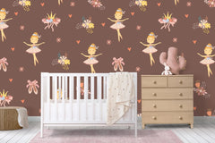 Tapet personalizat taramul printeselor pentru copii cu balerine si flori ballerina