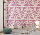 Tapet Personalizat Taramul Printeselor cu model de frunze in nuante de roz si mov - LILA LEAF PATTERN