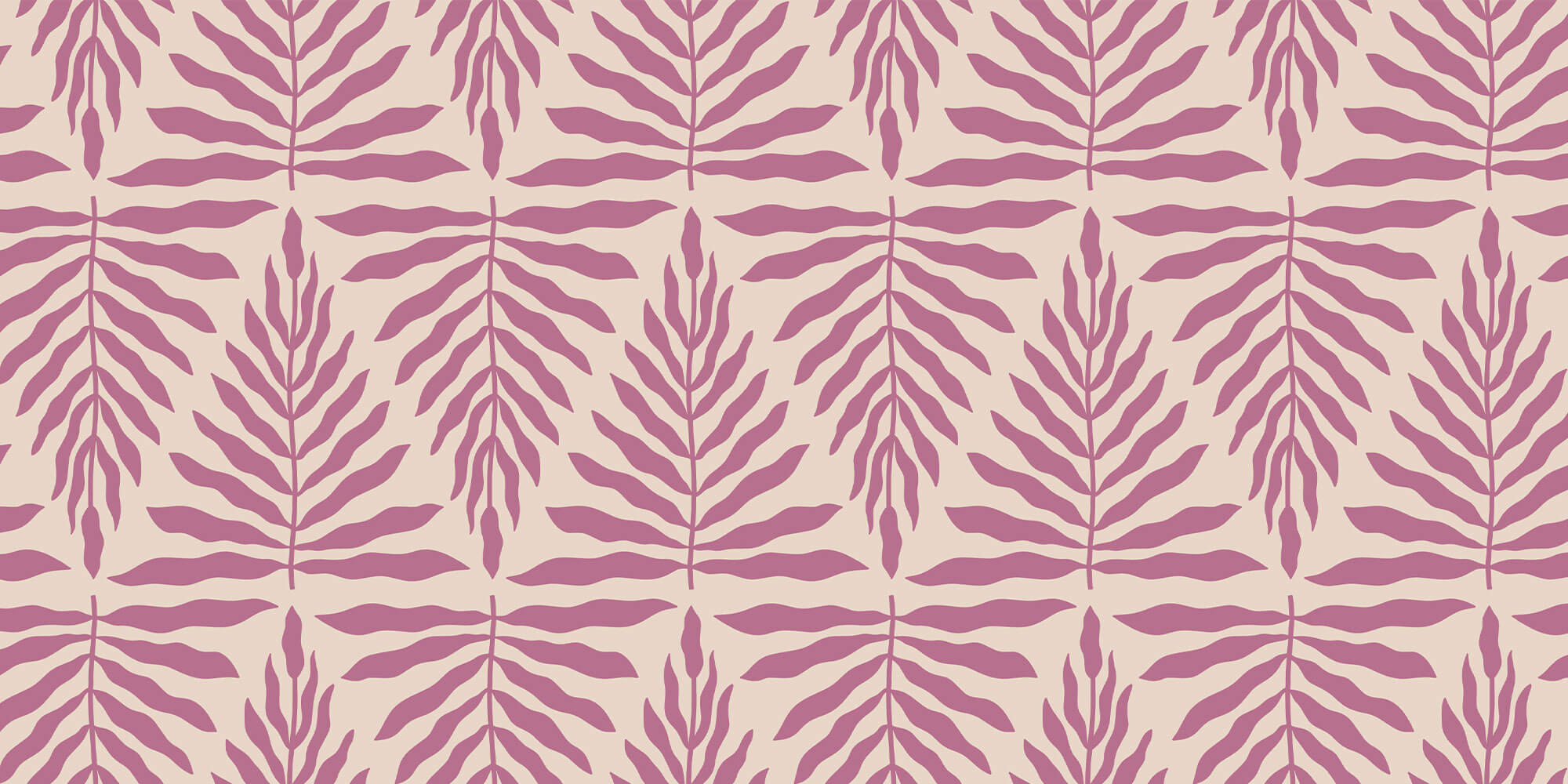 Tapet Personalizat Taramul Printeselor cu model de frunze in nuante de roz si mov - LILA LEAF PATTERN