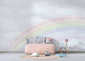 Tapet Personalizat Taramul Printeselor pentru copii cu cer innorat si curcubeu estompat - CLOUDY RAINBOW