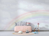 Tapet Personalizat Taramul Printeselor pentru copii cu cer innorat si curcubeu estompat - CLOUDY RAINBOW