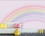 Tapet Personalizat Taramul Printeselor pentru copii cu fundal roz si curcubeu estompat - BLURRY RAINBOW