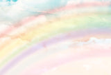 Tapet Personalizat Taramul Printeselor pentru copii cu cer innorat si curcubeu estompat in nuante calde - WARM RAINBOW