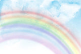 Tapet Personalizat Taramul Printeselor pentru copii cu cer cu nori si curcubeu estompat - BLUE SKY RAINBOW