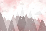 Tapet Personalizat Taramul Printeselor pentru copii cu munti inalti in nuante de roz - SNOWY PINK MOUNTAINS