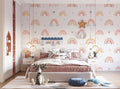 Tapet Personalizat Taramul Printeselor pentru copii cu inimioare si curcubee in stil pattern - LITTLE RAINBOW LOVE