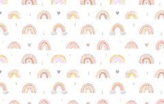 Tapet Personalizat Taramul Printeselor pentru copii cu inimioare si curcubee in stil pattern - LITTLE RAINBOW LOVE