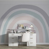 Tapet Personalizat Taramul Printeselor pentru copii cu curcubeu minimalist in nuante pastel - PASTEL RAINBOW