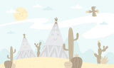 Tapet personalizat natura pentru copii cu corturi si cactusi in desert desert tents