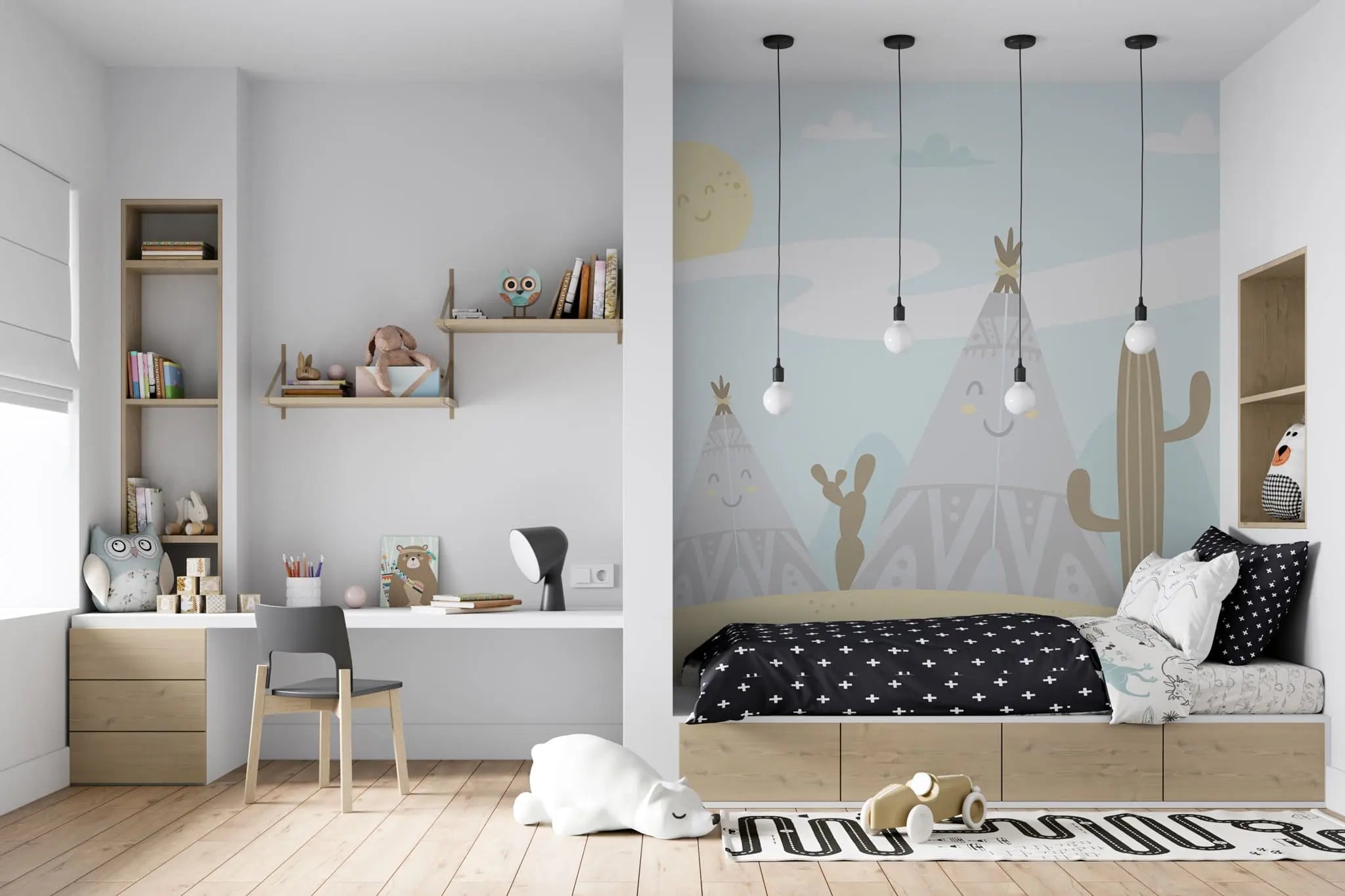 Tapet personalizat natura pentru copii cu corturi si cactusi in desert desert tents