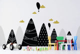 Tapet personalizat natura pentru copii cu munti alb negru decorati textured mountains