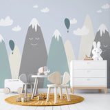 Tapet personalizat natura pentru copii cu creste de munte acoperite de zapada winter mountains