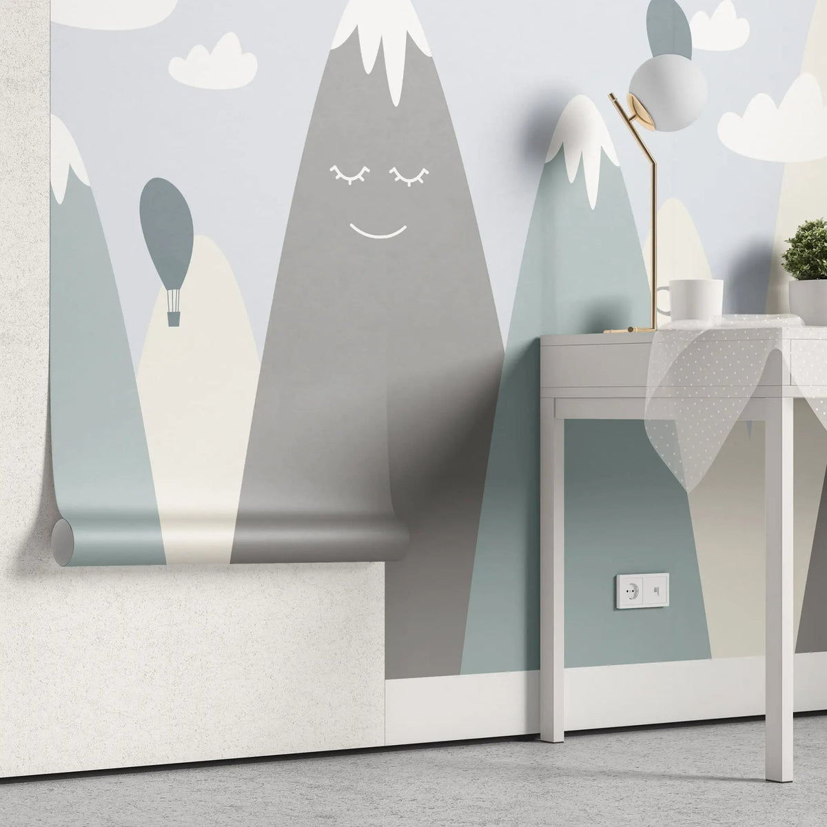 Tapet personalizat natura pentru copii cu creste de munte acoperite de zapada winter mountains