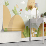 Tapet personalizat natura pentru copii cu case rosii care plutesc pe nori floating house