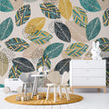 Tapet Personalizat Natura cu frunze abstracte colorate in stil tribal - TRIBAL LEAVES