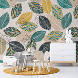 Tapet Personalizat Natura cu frunze abstracte colorate in stil tribal - TRIBAL LEAVES