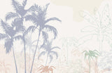 Tapet Personalizat Natura pentru copii cu palmieri abstracti in nuante pastelate - PASTEL PALM TREES