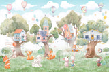 Tapet Personalizat Natura pentru copii cu casute colorate in copaci  - TREE HOUSE VILLAGE