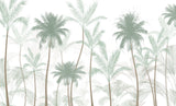 Tapet Personalizat Natura pentru copii cu palmieri inalti in nuante de verde pastel - PASTEL GREEN PALMS