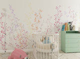 Tapet Personalizat Natura pentru copii cu plante si frunze colorate - PASTEL RAINBOW PLANTS