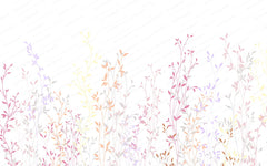 Tapet Personalizat Natura pentru copii cu plante si frunze colorate - PASTEL RAINBOW PLANTS
