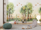 Tapet Personalizat Natura pentru copii cu copaci, licurici si fluturi - FAIRY BUTTERFLY FOREST