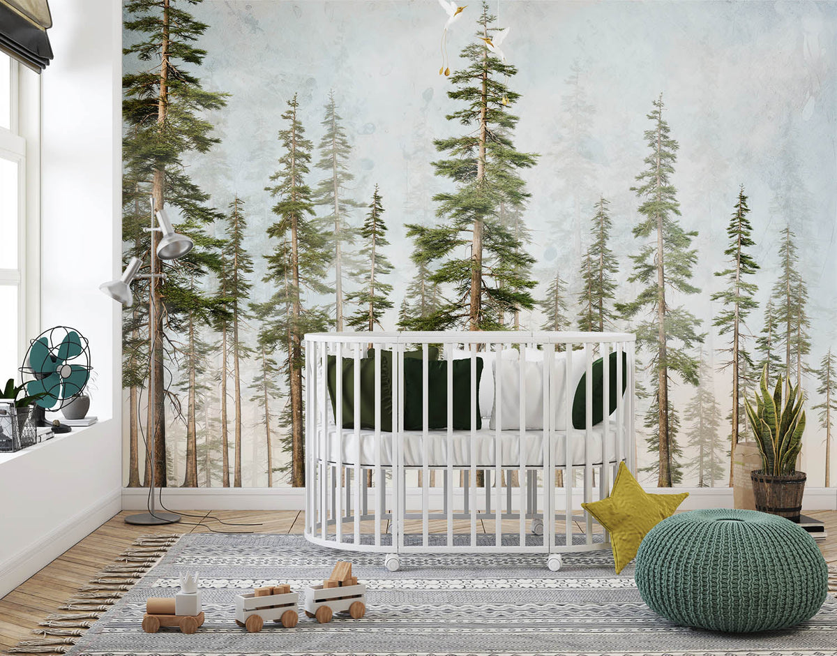 Tapet Personalizat Natura pentru copii cu brazi inalti  - NORWAY SPRUCE