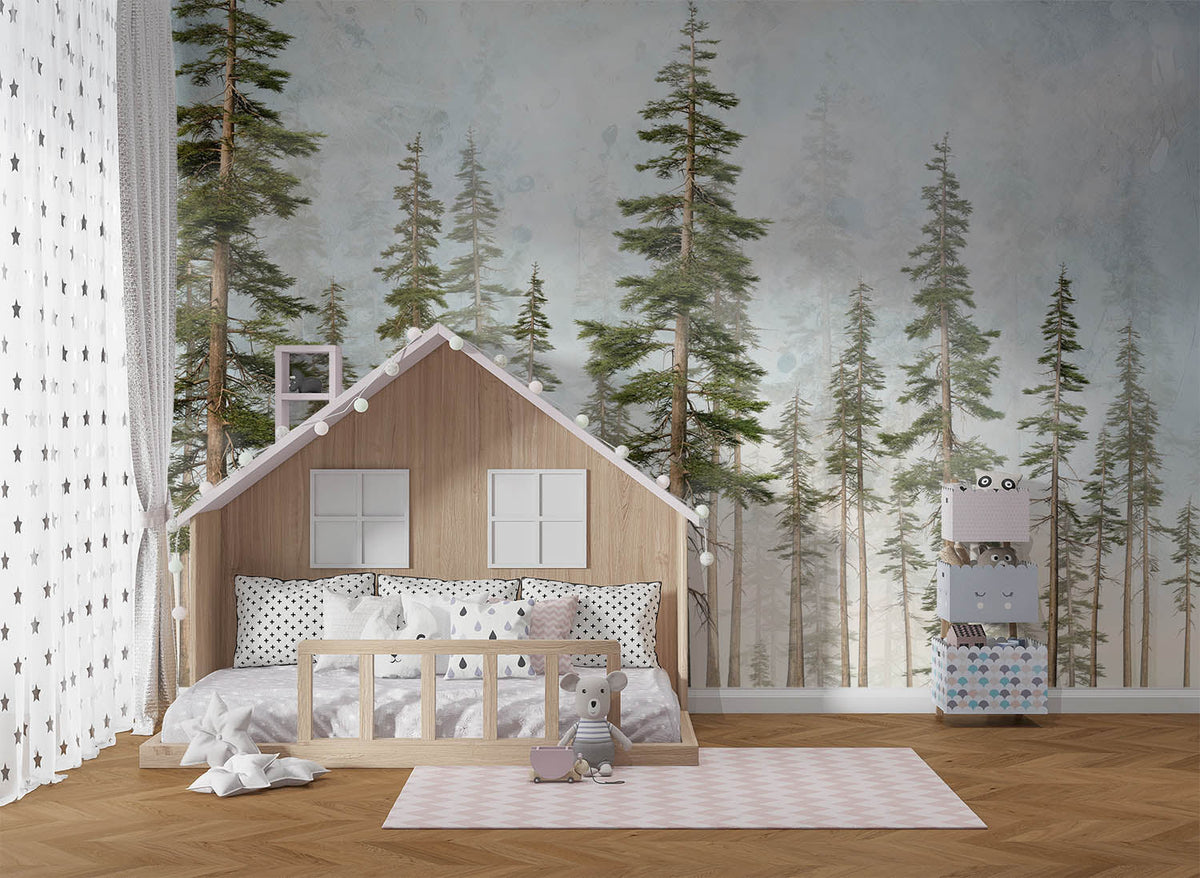 Tapet Personalizat Natura pentru copii cu brazi inalti  - NORWAY SPRUCE