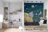 Tapet personalizat universul spatial pentru copii cu planete si rachete cosmic adventure