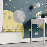 Tapet personalizat universul spatial pentru copii cu planete si rachete cosmic adventure