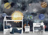 Tapet Personalizat Universul Spatial pentru Copii cu planete si spatiu in stil watercolor - SPACE PLANETS