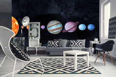 Tapet Personalizat Universul Spatial pentru Copii cu planete in spatiu  - PLANETS ALIGNED
