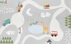 Tapet Personalizat Masini cu masini pentru copii - KID ROADS